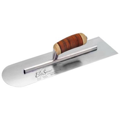 Picture of 20" x 5" Elite Series Five Star™ Carbon Steel Round Front/Square Back Trowel with Leather Handle