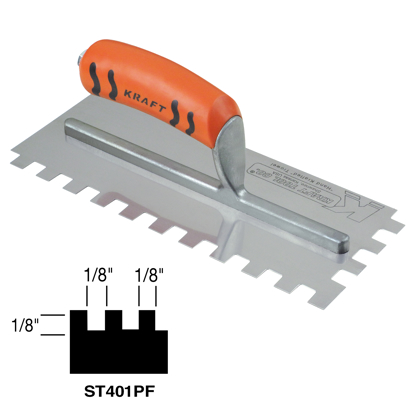 Picture of 1/8" x 1/8" x 1/8" Square-Notch Trowel with ProForm® Handle in Case Cut Box