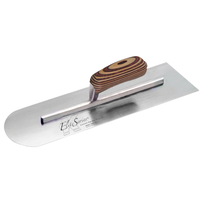 Picture of Elite Series Five Star™ 16" x 4" Carbon Steel Round Front/Square Back Trowel with Laminated Wood Handle