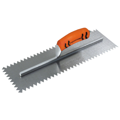 Picture of 16" x 5" 1/2" x 1/2" V Notch Scratcher Trowel with ProForm® Handle