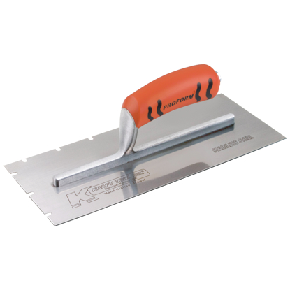 Picture of 12" x 5" Stainless Steel EIFS 3/8" x 1/2" x 1-1/2" Notch Trowel with ProForm® Handle