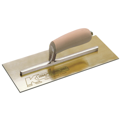 Picture of 11-1/2" x 4-3/4" Golden Stainless Steel Finish Trowel with Camel Back Wood Handle with Short Shank