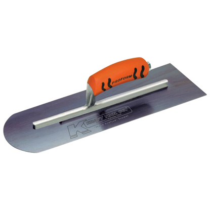 Picture of 14" x 4" Round Front/Square Back Blue Steel Cement Trowel with ProForm® Handle