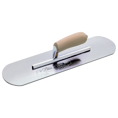Picture of 14" x 4" Chrome No Burn Pool Trowel with Camel Back Wood Handle