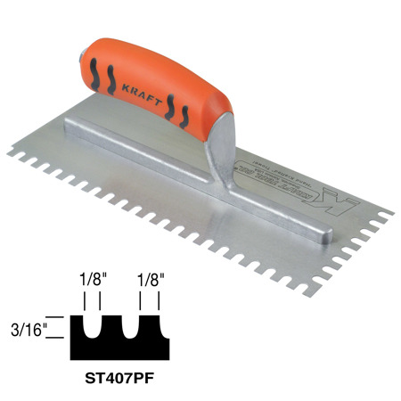 Picture of 1/8" x 3/16" x 1/8" U-Notch Trowel with ProForm® Handle