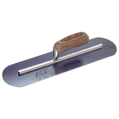 Picture of 14" x 4" Elite Series Five Star™ Blue Steel Pool Trowel on a Long 11-5/8" Shank with Laminated Wood Handle
